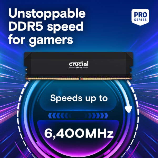 Crucial Pro DDR5-6000 32GB Kit (16GBx2) UDIMM: OC Gaming Memory Black - Image 2